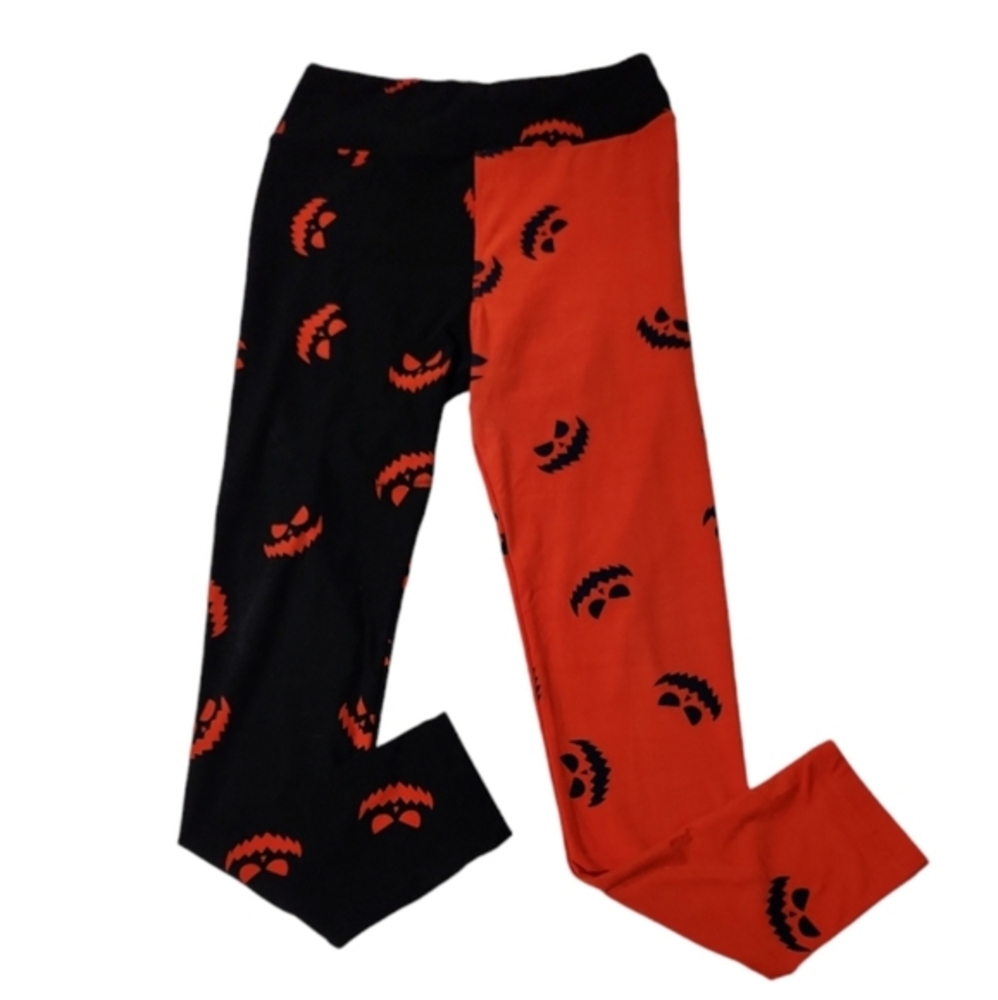 Lularoe Halloween Jack O Lantern Black Orange Leggings